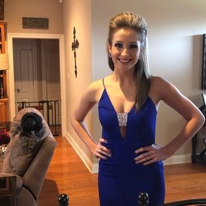 Blush - royal blue with stone prom dress. Size 4, altered only to remove train.